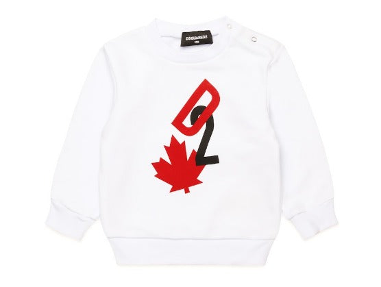 DSQUARED BABY BOY D2 COTTON SWEATSHIRT  WHITE