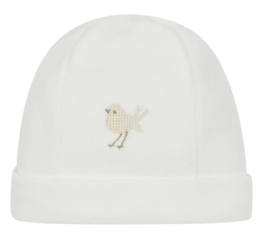 DEOLINDA UNISEX BABY VELOUR HAT WITH BIRD LOGO