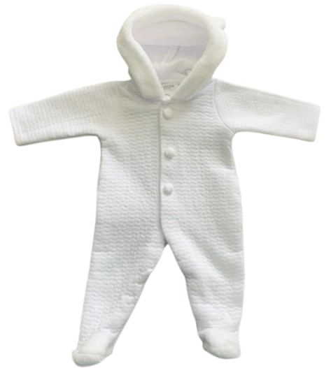 DEOLINDA UNISEX BABY WHITE PRAMSUIT