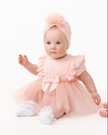 CARAMELO BABY GIRL TULLE DRESS WITH BODY WITH HAT