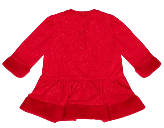 LITTLE ADEE BABY GIRL HARMONY FAUX FUR TRIMMED DRESS