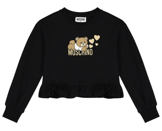 MOSCHINO GIRL FRILL HEM SWEATSHIRT BLACK