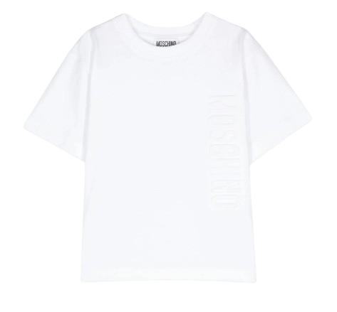 MOSCHINO BOY EMBOSSED LOGO T SHIRT WHITE