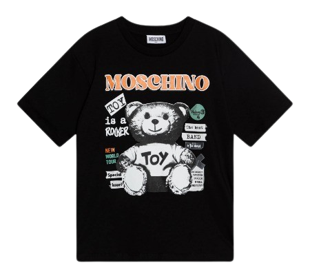 MOSCHINO BOY FASHION TEDDY T SHIRT BLACK