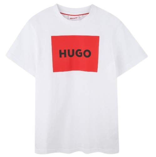 HUGO BOY BOX LOGO T SHIRT WHITE