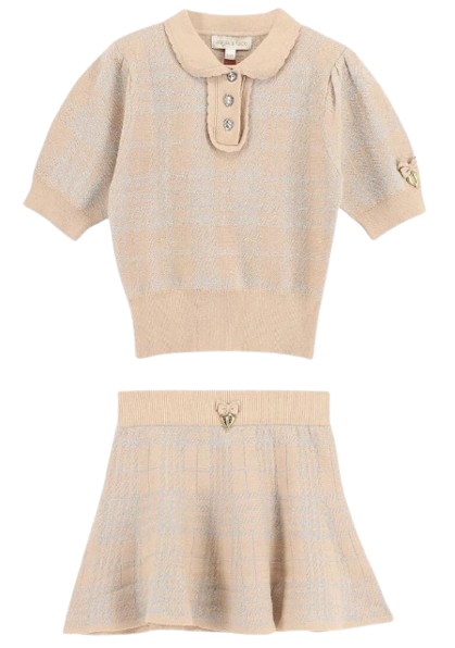 ANGEL FACE GIRL ROSINA STRETCH KNIT  SKIRT SET BEIGE