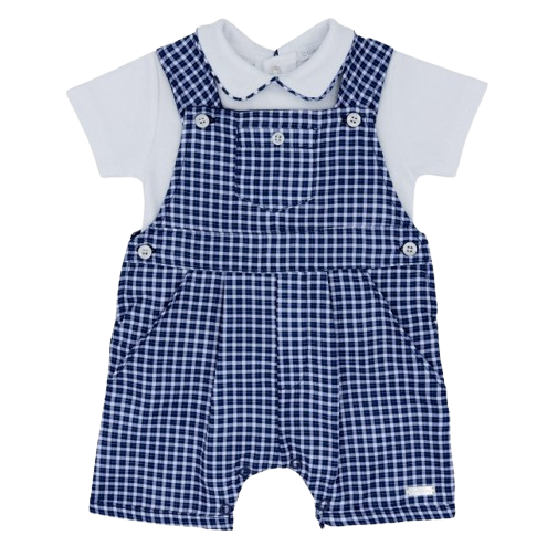 BLUES BABY BOY CHECKED DUNGAREE AND TOP SET