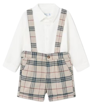 MAYORAL BABY BOY SHIRT AND SHORT DUNGAREE SET