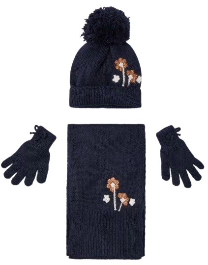 MAYORAL GIRL HAT, SCARF AND GLOVE SET NAVY