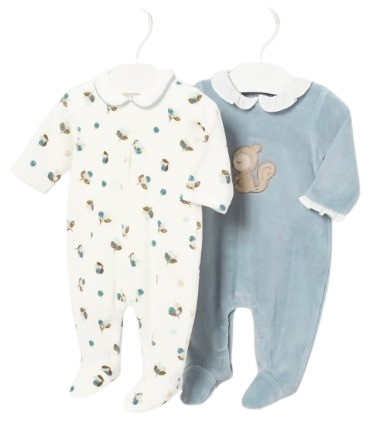 MAYORAL BABY BOY COTTON BABYGROW TWO PACK BLUE