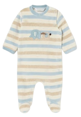 MAYORAL BABY BOY VELOUR ELEPHANT BABYGOW PACK OF TWO.