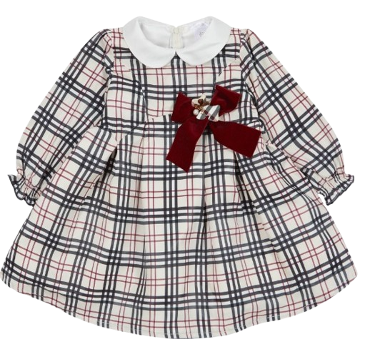 DELOLINDA BABY GIRL CHECKED DRESS WITH BOW