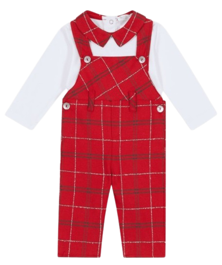 DEOLINDA BABY BOY CHECKED DUNGAREE WITH SHIRT AND BOW TIE SET