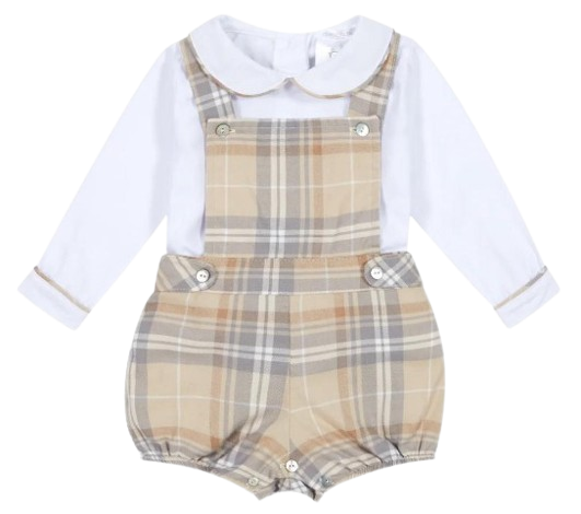 DEOLINDA BABY BOY CHECKED DUNGAREE WITH SHIRT SET