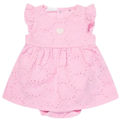 GUESS BABY GIRL BRODERIE ANGLAISE DRESS PINK