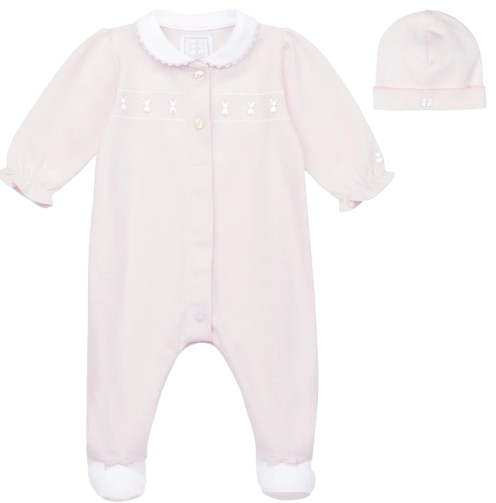 EMILE ET ROSE BABY GIRL BUNNY BABYGROW WITH HAT SET