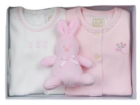 EMILE ET ROSE BABY GIRL TWO VESTS AND COMFORTER GIFT SET PINK