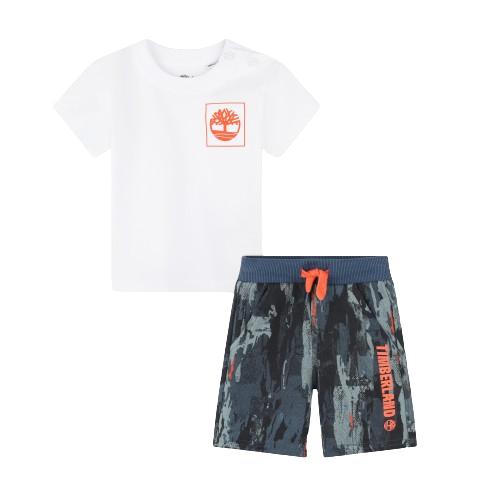 TIMBERLAND BABY BOY T SHIRT AND CAMOUFLAGE SHORT SET