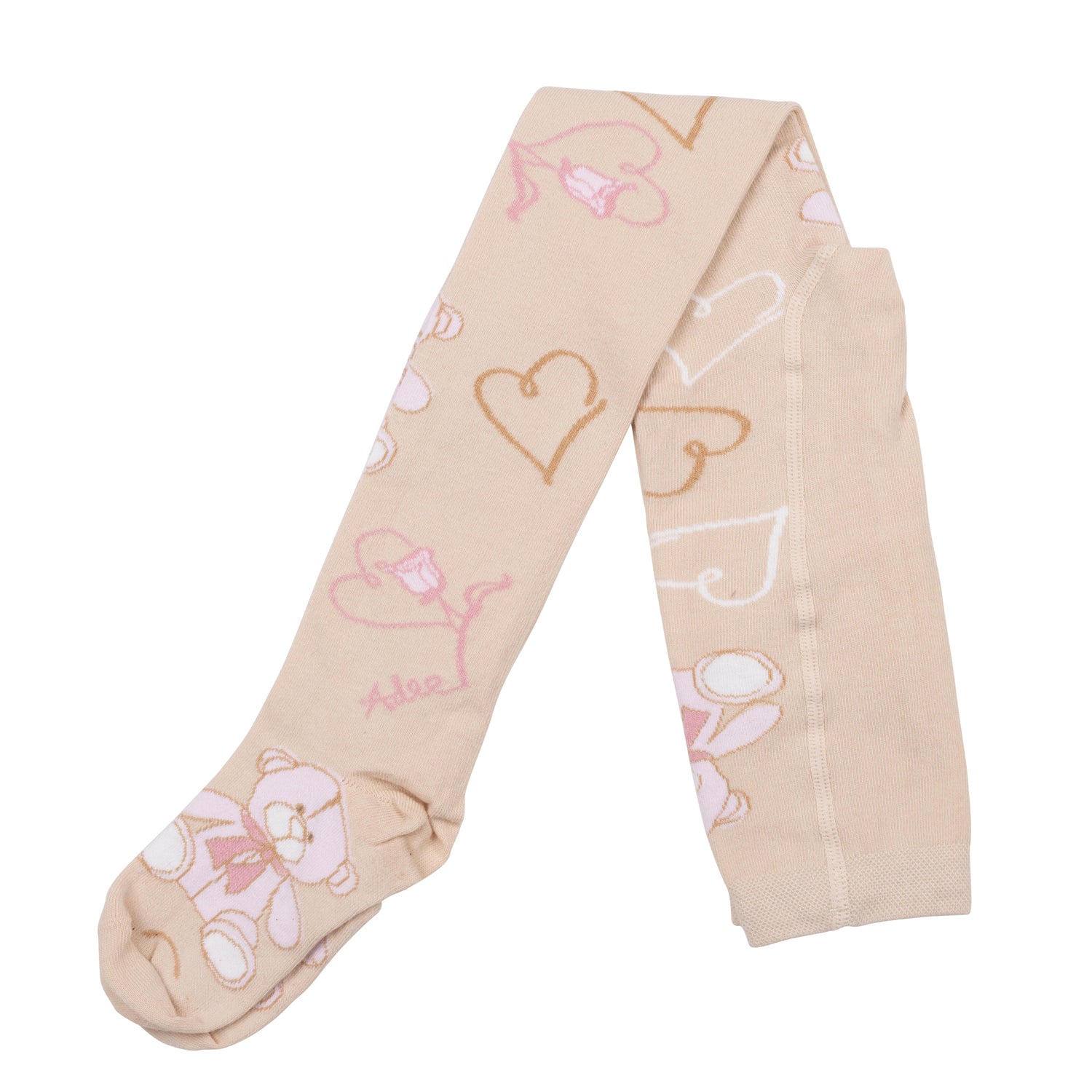 ADEE GIRL SERENITY TEDDY PRINT TIGHTS BEIGE