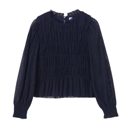 MAYORAL GIRL TULLE BLOUSE NAVY