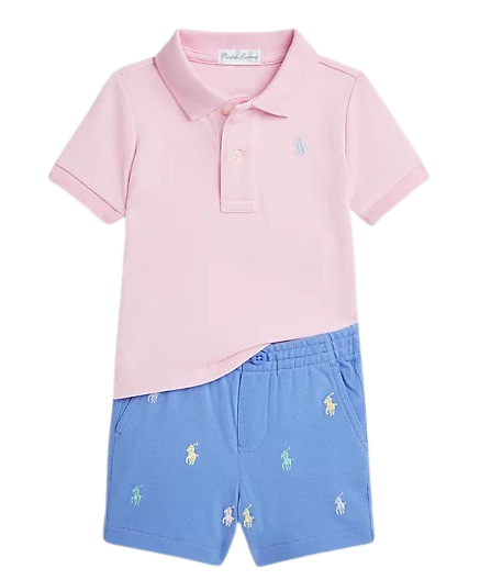 RALPH LAUREN BABY BOY POLO TOP AND SHORTS SET