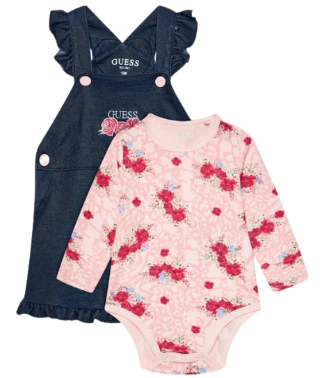 GUESS BABY GIRL DUNGAREE DRESS WITH TOP