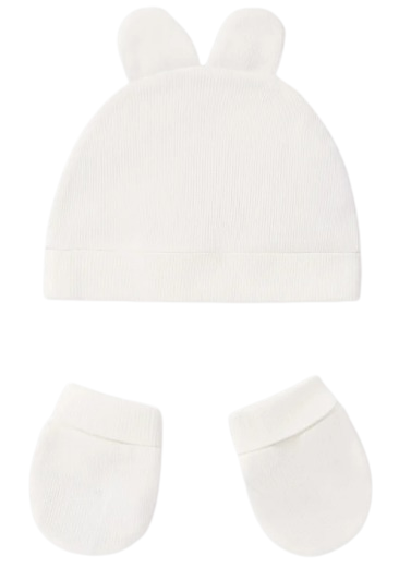 MAYORAL UNISEX HAT AND MITTENS SET IVORY