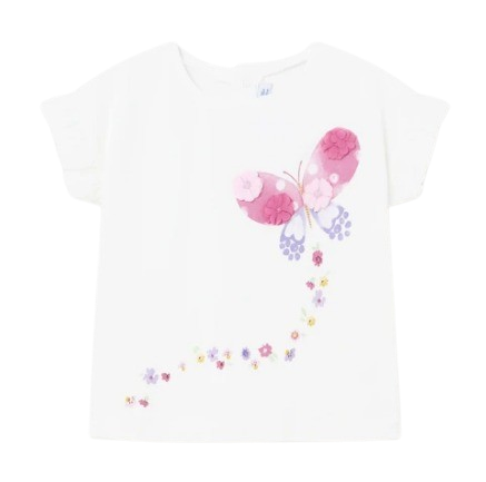 MAYORAL BABY GIRL BUTTERFLY T-SHIRT WHITE