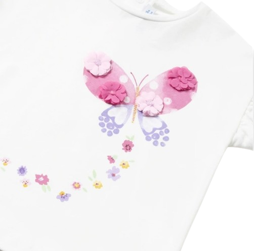 MAYORAL BABY GIRL BUTTERFLY T-SHIRT WHITE