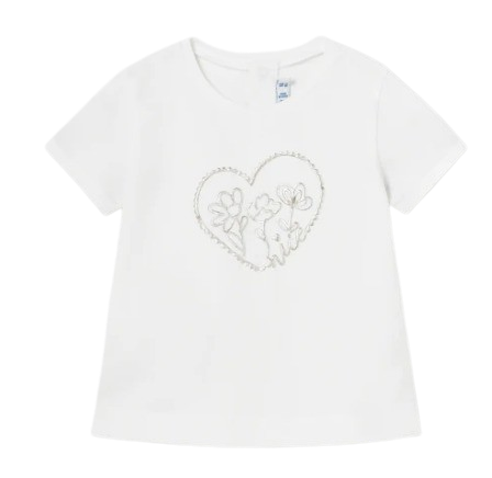 MAYORAL BABY GIRL SILVER HEART T -SHIRT