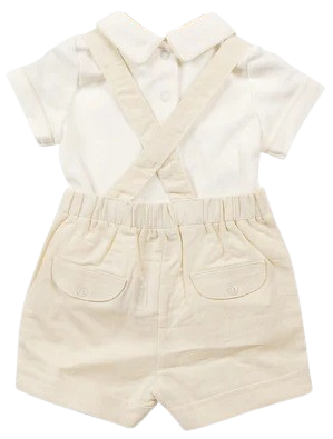 MINTINI BABY BOY LINEN DUNGAREES WITH SHIRT SET