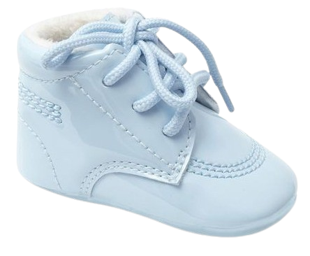 SEVVA FOOTWEAR  BABY BOY BLUE PATENT LACE UP  BOOTIE