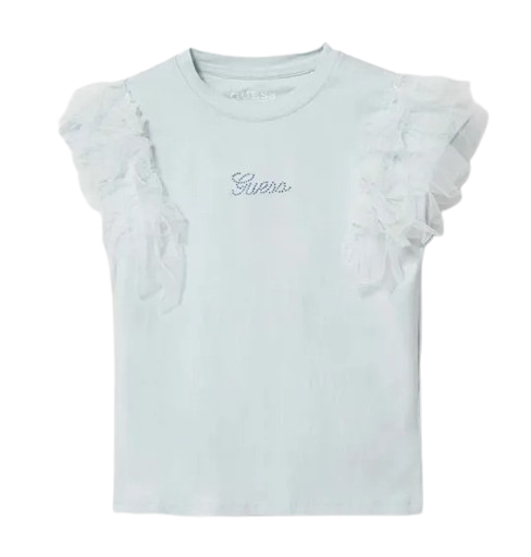 GUESS GIRL TULLE SLEEVE TSHIRT BLUE