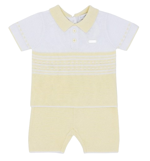 BLUES BABY BOY KNITTED POLO TOP WITH SHORTS SET