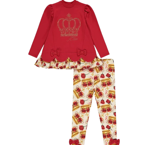 ADEE GIRL Claire CROWN LEGGING SET RED