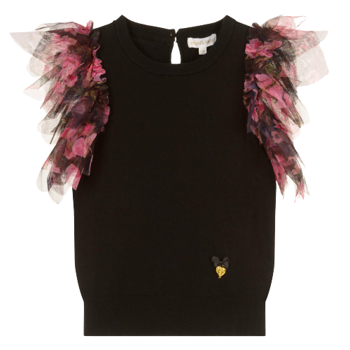 ANGEL FACE GIRL KNITTED TOP BLACK