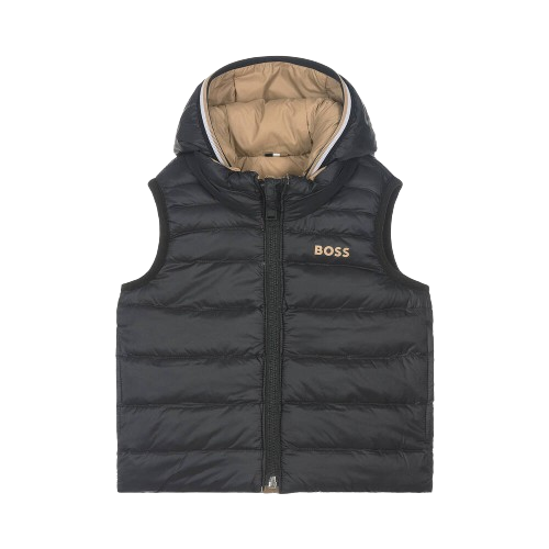 BOSS BABY BOY REVERSIBLE GILET BEIGE/BLACK