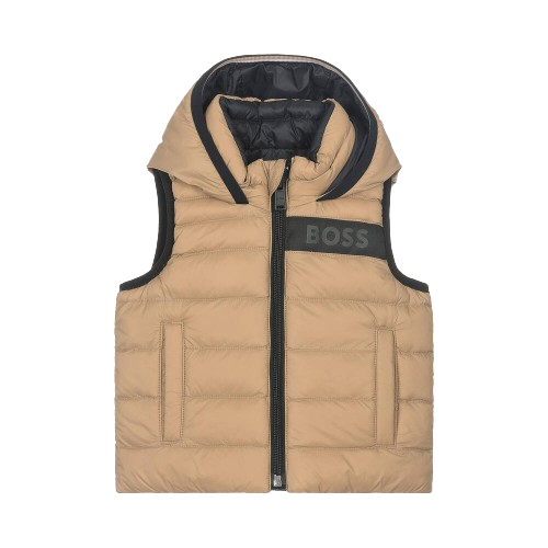 BOSS BABY BOY REVERSIBLE GILET BEIGE/BLACK