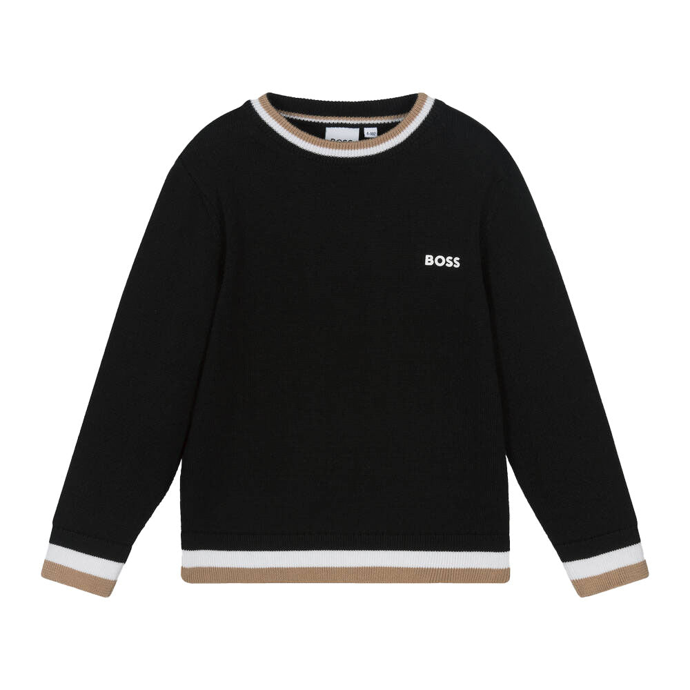 BOSS BOY COTTON AND WOOL KNIT JUMPER