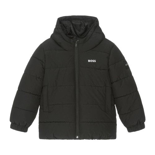 BOSS BOY HOODED PUFFER COAT BLACK