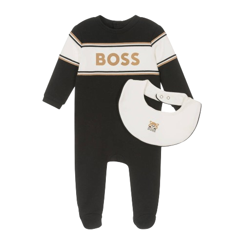 BOSS BABY BOY BABYGROW WITH HAT BLACK