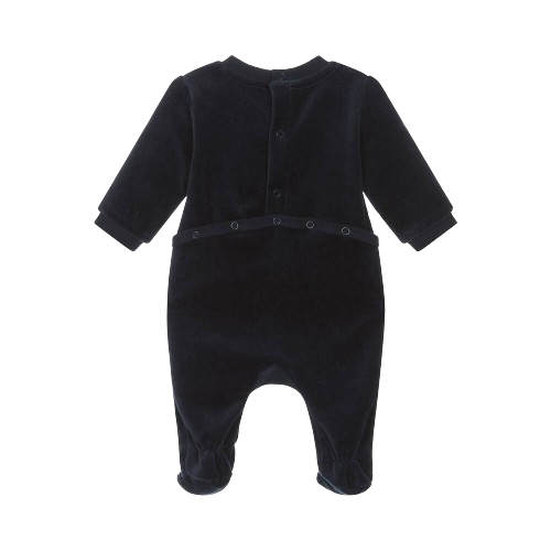 BOSS BABY BOY VELOUR BABYGROW NAVY