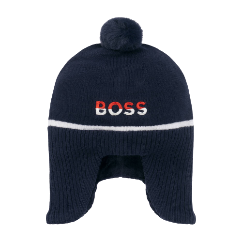 BOSS BABY BOY  KNITTED HAT WITH POM POM