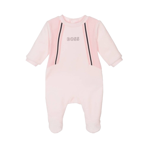 BOSS BABY GIRL VELOUR BABYGROW PINK