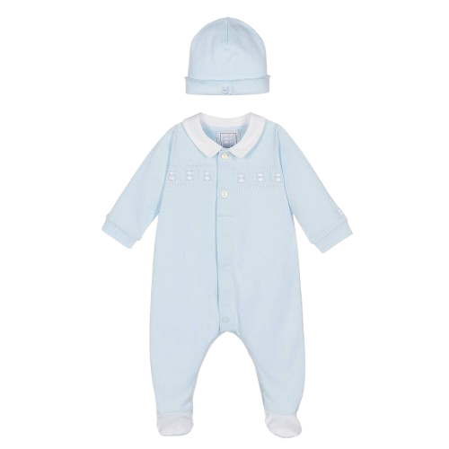 EMILE ET ROSE BABY BOY BABYGROW AND HAT  SET BLUE