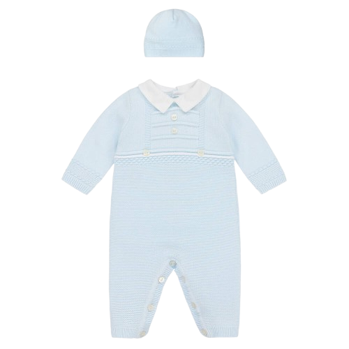 EMILE ET ROSE BABY BOY KNITTED ROMPER PALE BLUE