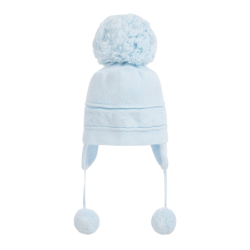 EMILE ET ROSE BABY BOY POMPOM HAT BLUE