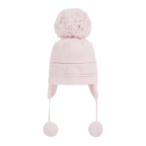 EMEILE ET ROSE BABY GIRL KNITTED POMPOM HAT PINK