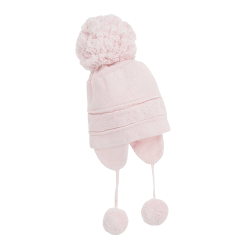 EMEILE ET ROSE BABY GIRL KNITTED POMPOM HAT PINK