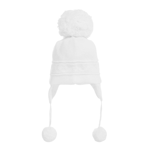 EMILE ET ROSE BABY UNISEX KNITTED POMPOM HAT WHITE